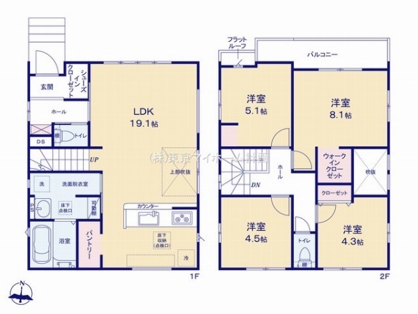 三鷹市野崎4丁目　新築一戸建て　7490万円　1号棟