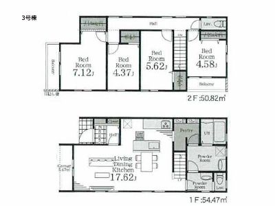 稲城市東長沼　新築一戸建　6080万円　3号棟