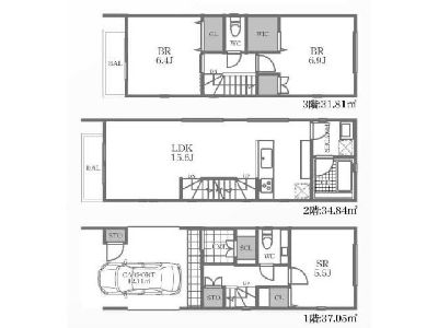 川崎市幸区戸手本町1丁目　新築一戸建　5780万円　2号棟