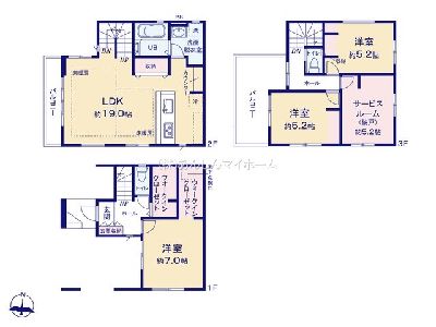 川崎市中原区宮内3丁目　新築一戸建　7090万円　1号棟