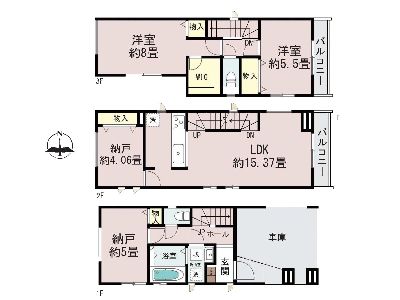 川崎市幸区塚越3丁目　新築一戸建　6390万円　1号棟