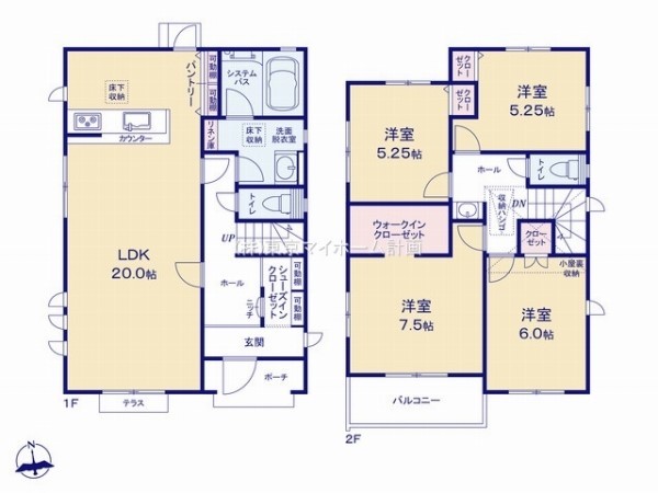 調布市深大寺元町4丁目　新築一戸建て　6180万円　2号棟