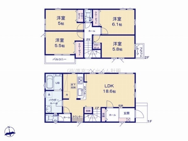 小平市上水本町1丁目　新築一戸建て　5699万円　2号棟