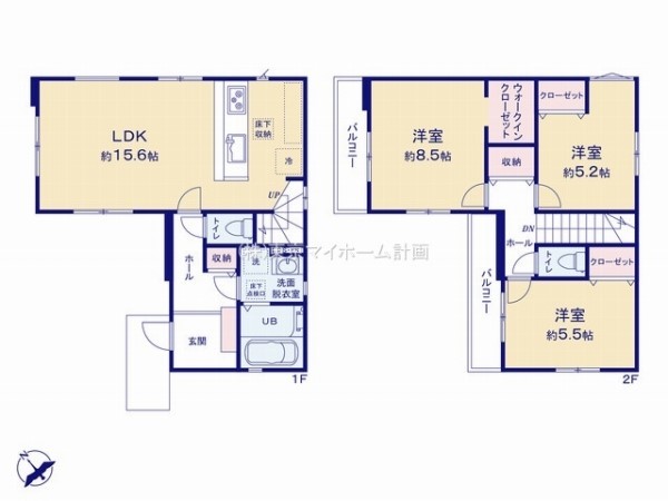 東久留米市南町2丁目　新築一戸建て　4490万円　1号棟