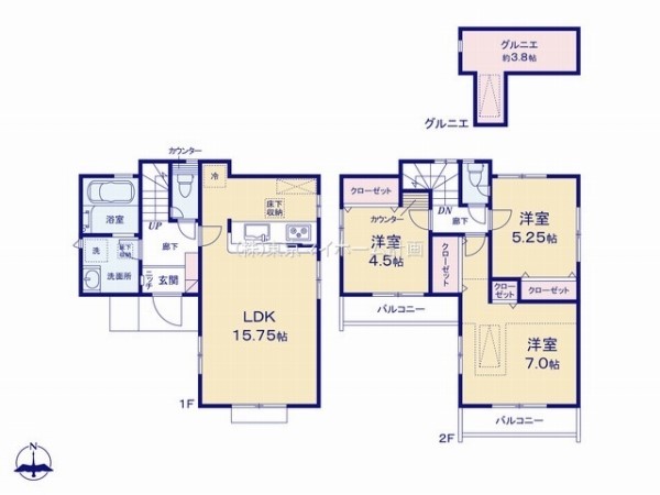 小平市仲町　新築一戸建て　5280万円　1号棟